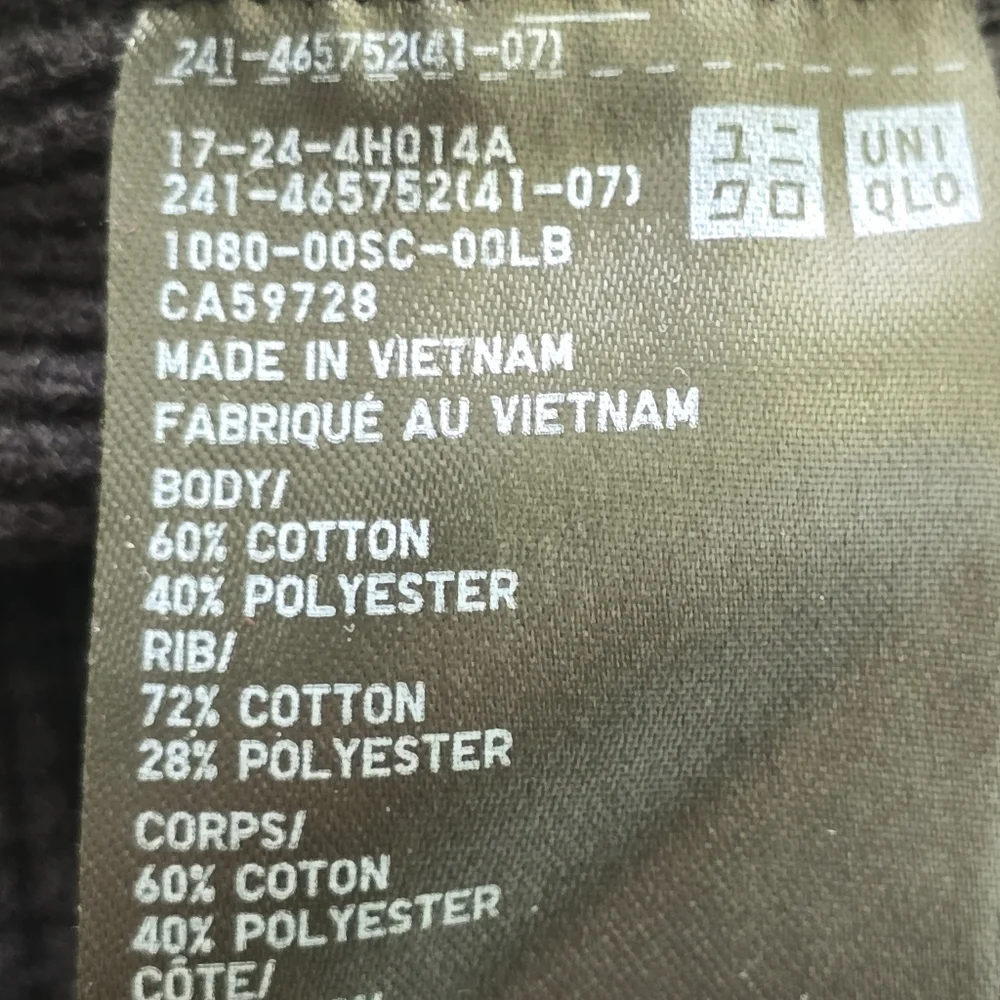 Uniqlo Black Waffle Knit Crewneck Long Sleeve Top Sz XL Textured - Picture 6 of 7